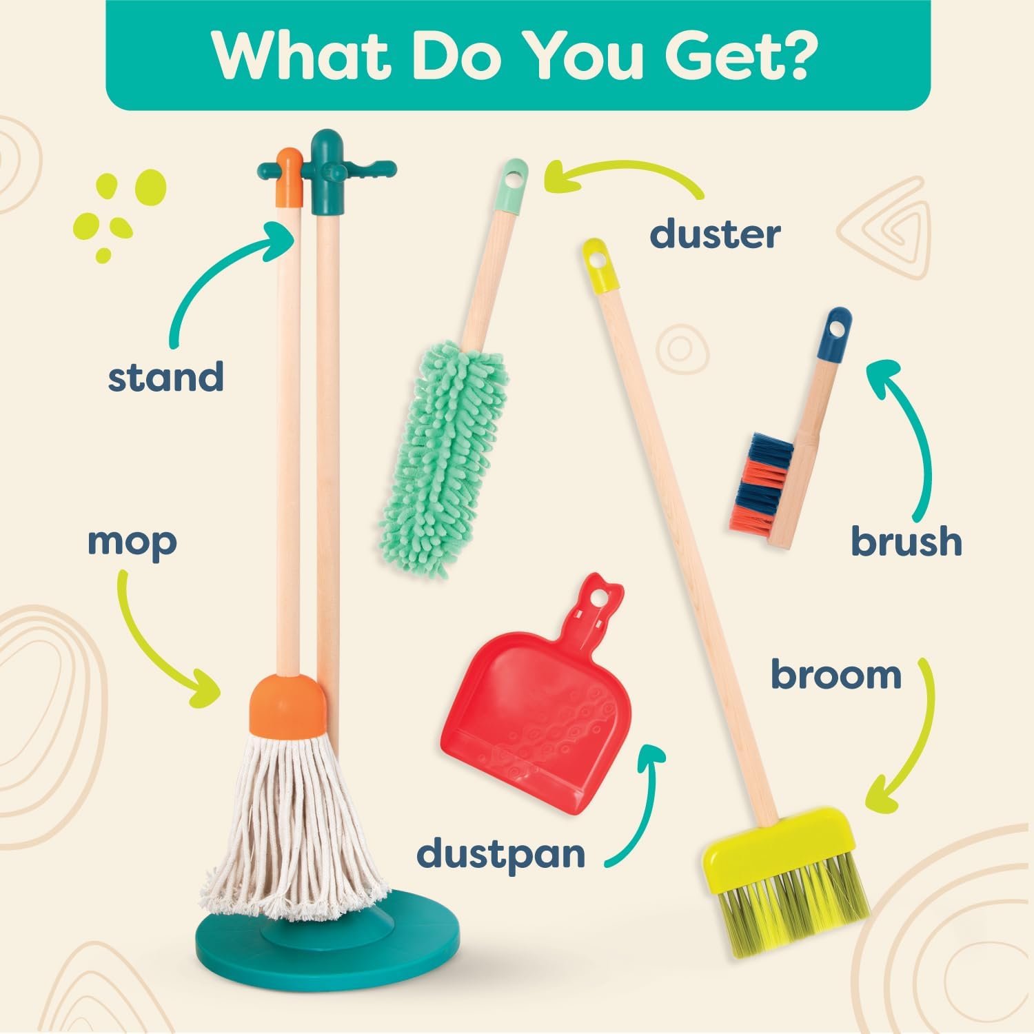 Pretend Play Wooden Cleaning Set - Image 3