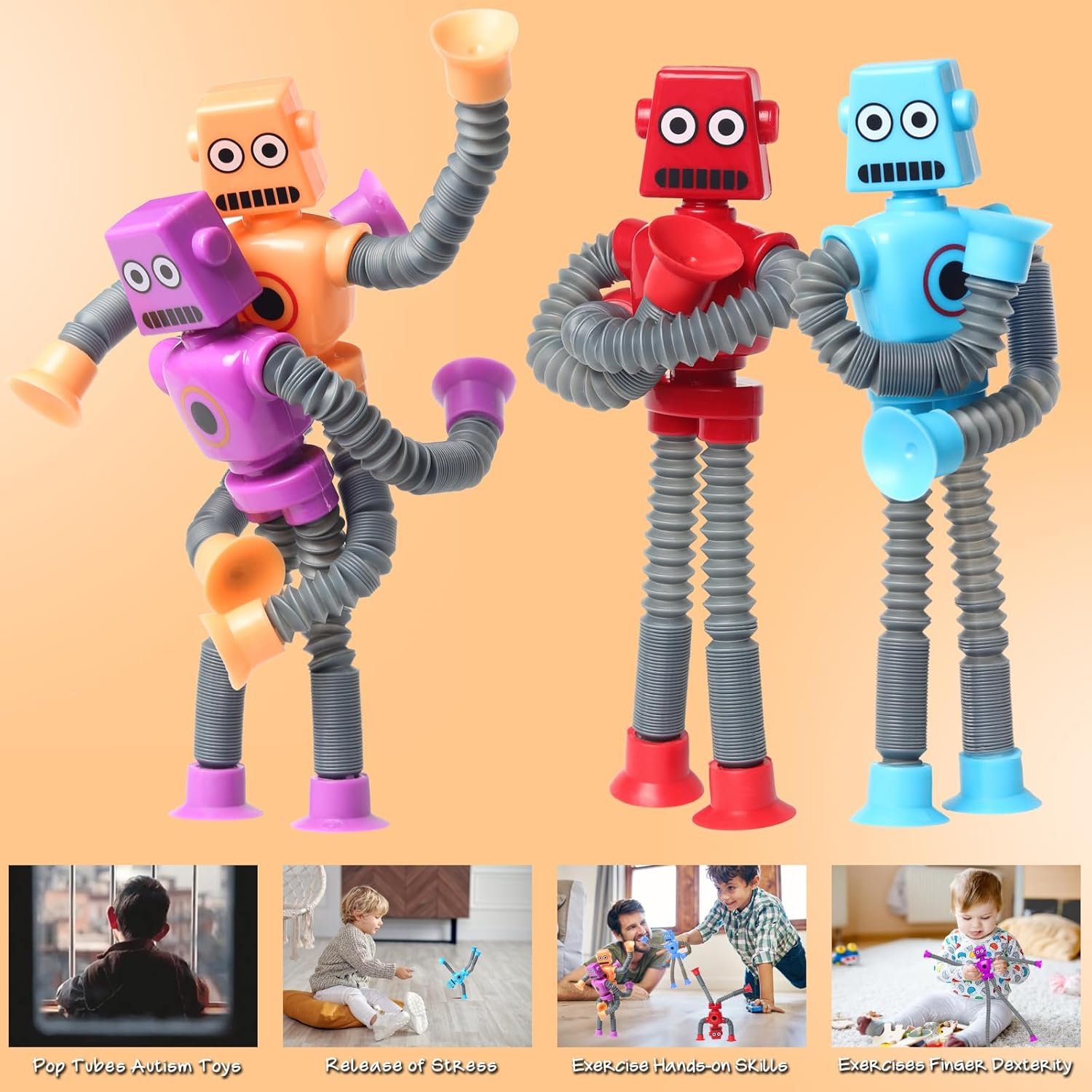 4-Pack Telescopic Suction Cup Robot Fidget Toys - Image 2